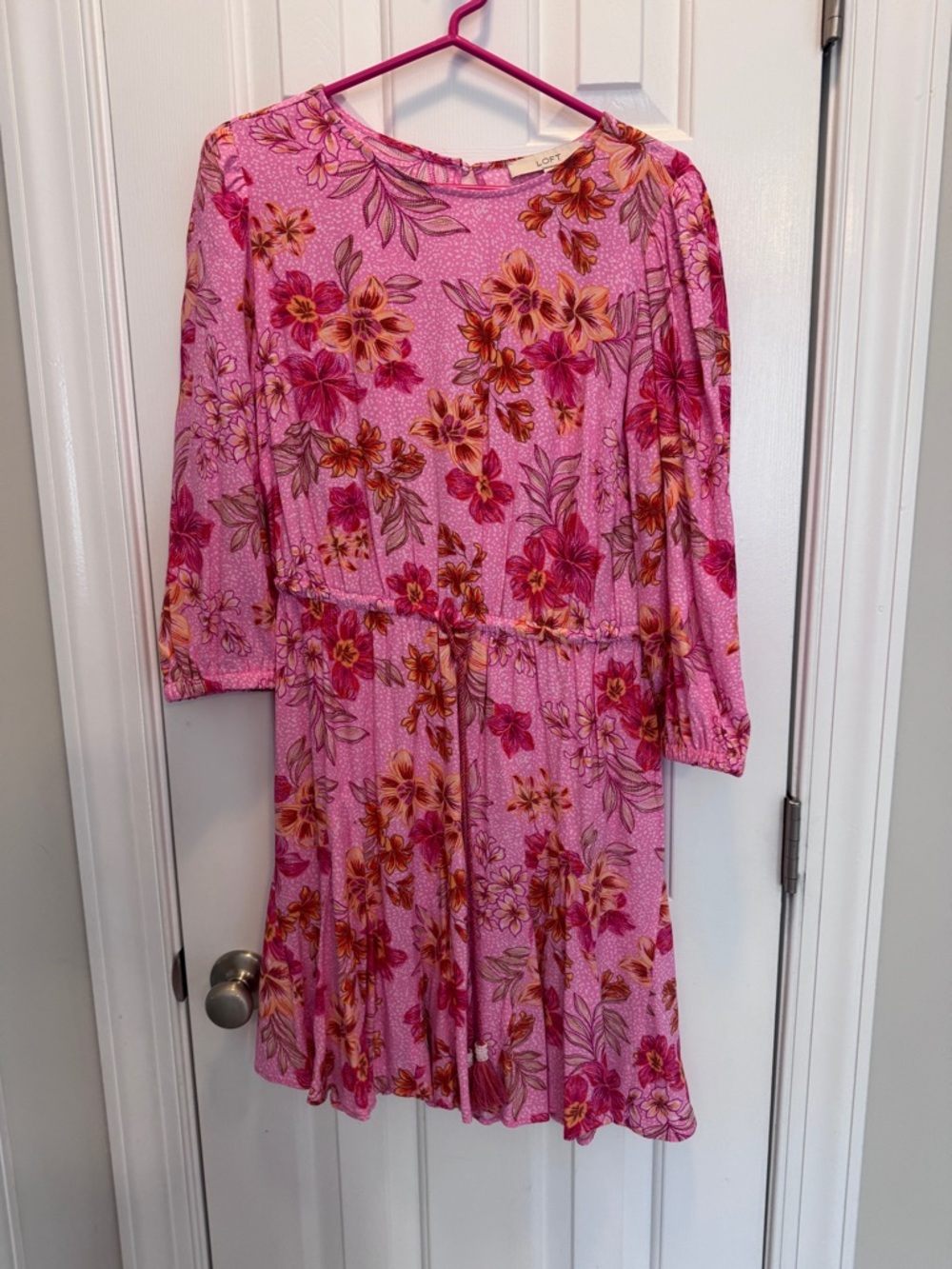 LOFT Pink Floral Long-Sleeve Women's Dress